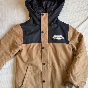 Volcom Youth Black and Tan Hooded Snow Jacket